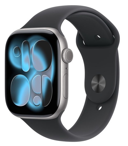 Apple Watch 11 42mm Aluminium Space Szary with Czarny Sport Band M/L MEQX4