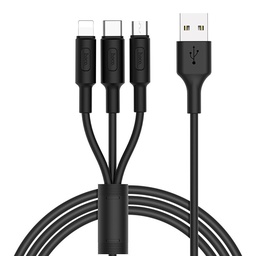 Hoco X25 3in1 kabel (microUSB + type-C + lightning), 2A, 1m, czarny