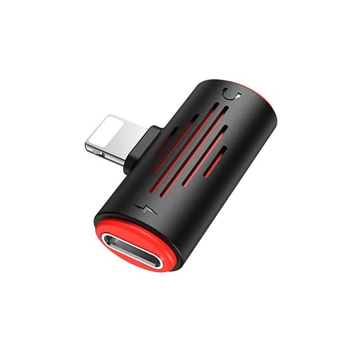 Borofone BV6 lightning rozdzielacz (lightning audio+lightning ładowarka port), czarny
