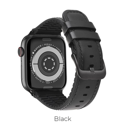 Hoco Apple Watch Series1/2/3/4/5(38/40mm) WB18 Fenix skórzany pasek, Czarny