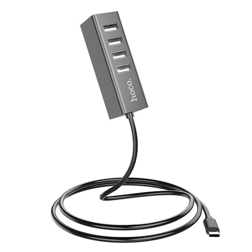 Hoco HB1 HUB, USB-C - 4 USB, metaliczny szary