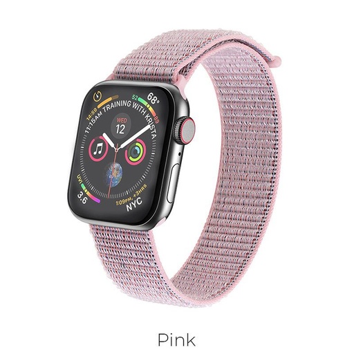 Hoco Apple Watch Series1/2/3/4/5(42/44mm) WB06 nylon pasek sportowy, Różowy