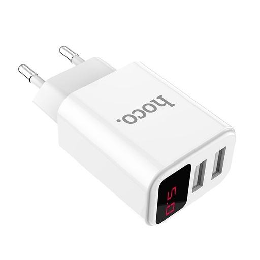 Hoco C63A sieciowy ładowarka (2 USB port), 5V 2,1A, LED wskaźnik stanu, biały