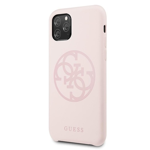 Apple iPhone 11 Pro Guess Silicone 4G Tone On Tone etui (Jasny różowy) - GUHCN58LS4GLP