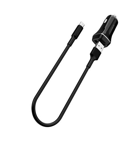 Borofone BZ2 samochodowy ładowarka (2 USB port, microUSB kabel), 5V 2,4A, czarny