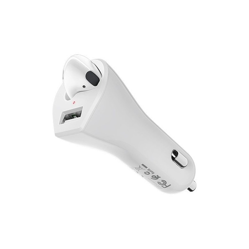 Borofone BC23 bezprzewodowy headset samochodowy ładowarka, biały