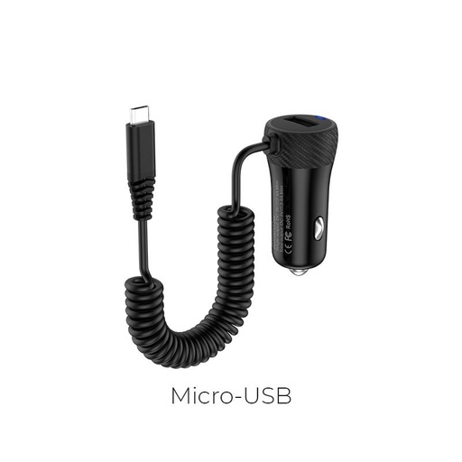 Hoco Z21A 2.4A samochodowy ładowarka microUSB z kablem, Czarny