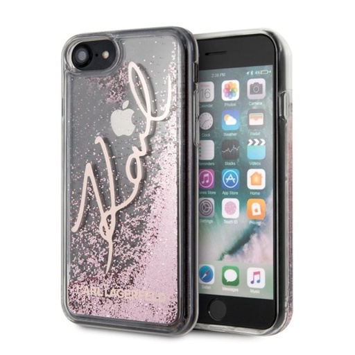 Apple iPhone 7 / iPhone 8 / iPhone SE 2020 / iPhone SE 2022 Karl Lagerfeld signature premium etui na plecki (Pink-Arany - KLHCI8TRKS