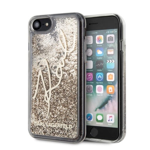 Apple iPhone 7 / iPhone 8 / iPhone SE 2020 / iPhone SE 2022 Karl Lagerfeld signature premium etui na plecki (Złoty - KLHCI8TRKSGO)