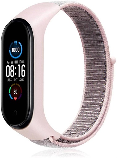 Xiaomi Mi Band 3/4/5/6 nylon pasek, jasny różowy