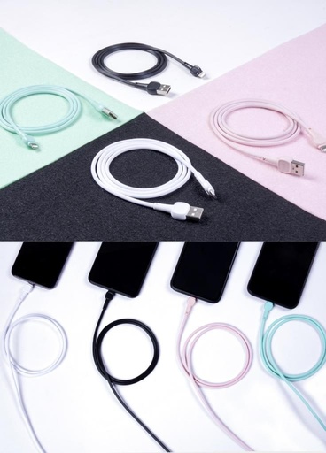 XO NB132 micro USB kabel do transmisji danych Macaron (Niebieski) – usztywniony koniec