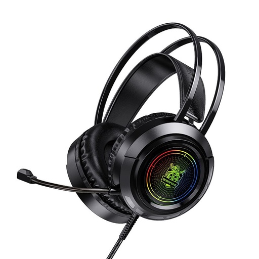 Borofone BO103 gamer słuchawki nauszne,z mikrofonem, USB-A+USB-A+ 3.5mm ze złączem, led ze światłem, czarny