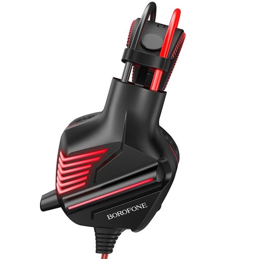 Borofone BO101 gamer słuchawki nauszne,z mikrofonem, USB-A+USB-A+ 3.5mm ze złączem, led ze światłem, czerwony