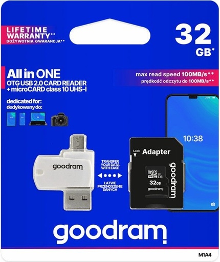 Goodram microSDHC + adapter + OTG czytnik 32GB class10 karta pamięci