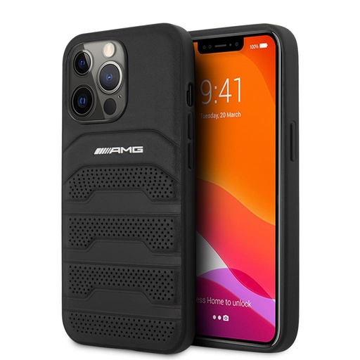Apple iPhone 13 Pro AMG skóra etui na plecki (Czarny) - AMHCP13LGSEBK
