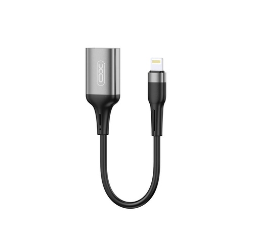XO NB201 lightning adapter Lightning-USB-A przejściówka, 150mm-es z długością kabla, czarny