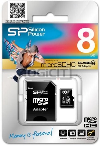 Silicon Power MicroSDHC + adapter 8GB class10 karta pamięci