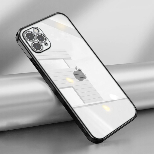 Apple iPhone 12 electroplate z osłoną aparatu silikonowy etui na plecki (Czarny)