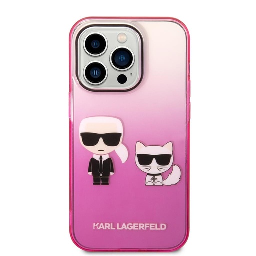 Apple iPhone 14 Pro Karl Lagerfeld Gradient Karl and Choupette etui (Różowy) – KLHCP14LTGKCP