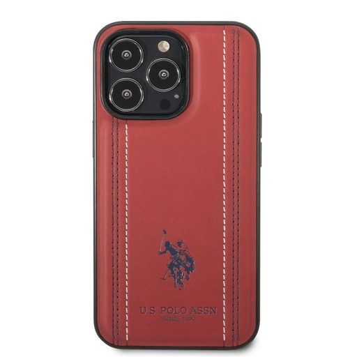 Apple iPhone 14 Pro U.S. Polo Stitched Lines etui na plecki (Czerwony) - USHCP14LPFAR