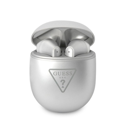 Guess BT słuchawki trójkąt z logo (Błyszczący Srebrny) – GUTWST82TRS