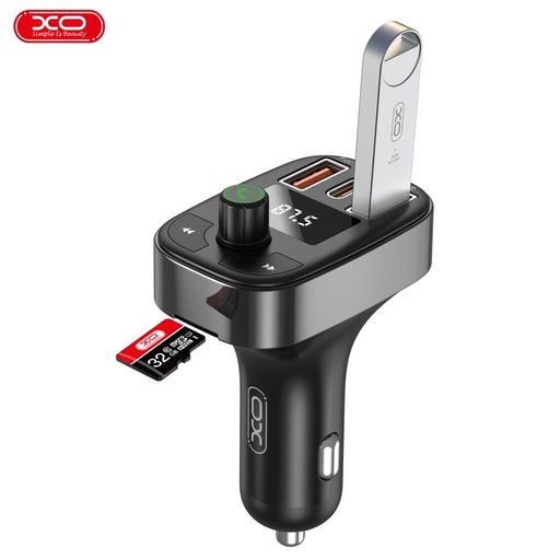 XO BCC06 FM transmitter USB-C 25W+USB-A 25W=50W MP3+TF card, czarny