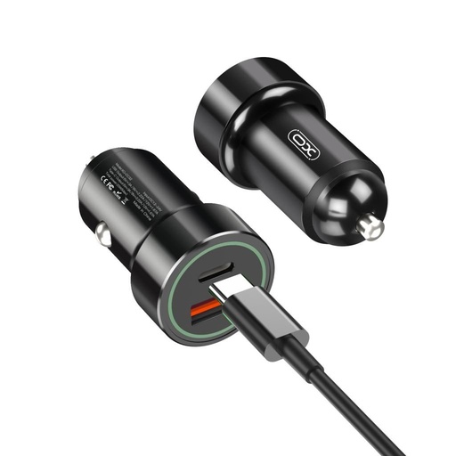 XO CC34 Samochodowy ładowarka, 20W, QC3.0, PD3.0 wyjście,micro USB z kablem czarny