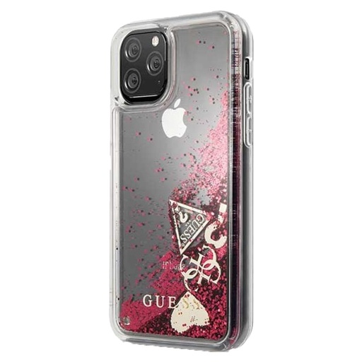 Apple iPhone 11 Pro Guess Glitter Hearts etui (Malinowy) - GUHCN58GLHFLRA