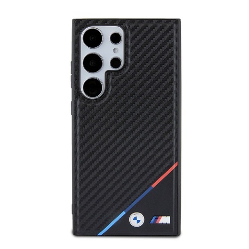 Samsung Galaxy S24 Ultra BMW M PU Leather Carbon MagSafe etui – Tricolor Line (Czarny) - BMHMS24L23PUDTK
