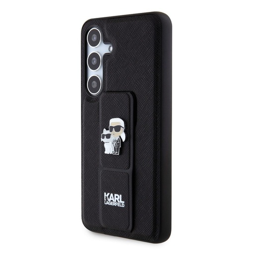 Samsung Galaxy S24 Karl Lagerfeld Saffiano Grip Stand Metal Logo etui (Czarny) – KLHCS24SGSAKCPK