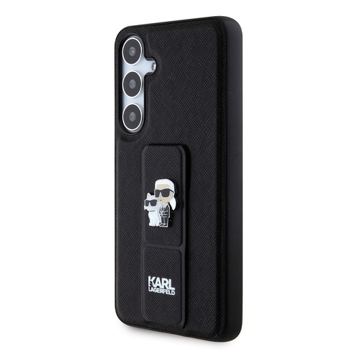 Samsung Galaxy S24+ Karl Lagerfeld Saffiano Grip Stand Metal Logo etui (Czarny) – KLHCS24MGSAKCPK